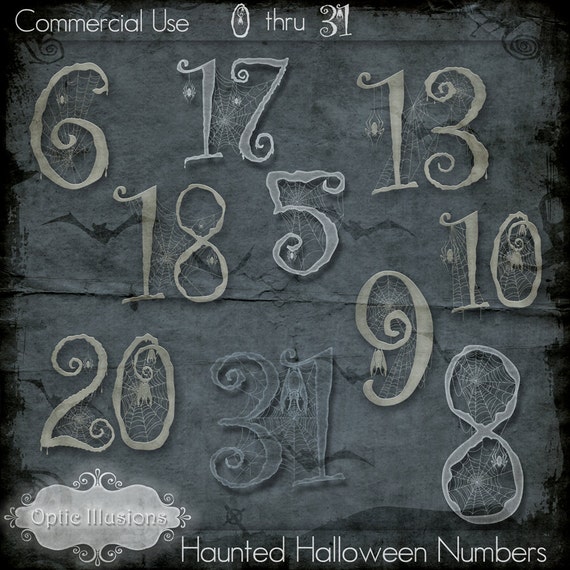 Haunted Halloween Numbers - INSTANT DOWNLOAD - Invitations, Cards, Table Numbers, Weddings, Parties, Showers - Commercial Use -4.50