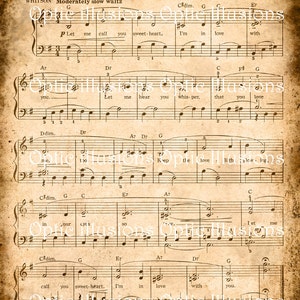 Vintage Music Sheets Set of 2 Digital Collage Sheet INSTANT DOWNLOAD 2.00 image 2