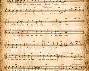 Vintage Music Sheets - Set of 2 - Digital Collage Sheet - INSTANT DOWNLOAD -2.00