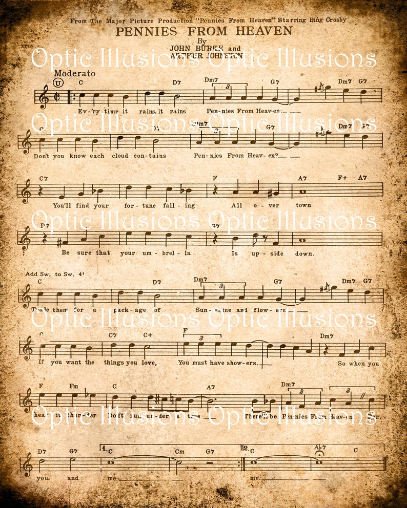 Vintage Music Sheets Set of 2 Digital Collage Sheet INSTANT DOWNLOAD 2.00 image 1