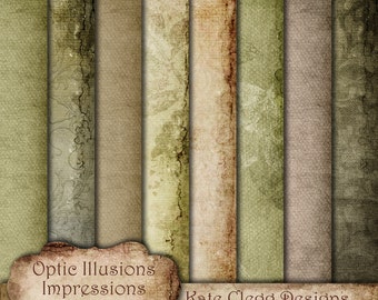 Digital Scrapbooking Papers - Impressions Vol 2 - Verde - Paper Pack - 8 Papers - 12 x 12 Inches - INSTANT DOWNLOAD -2.50