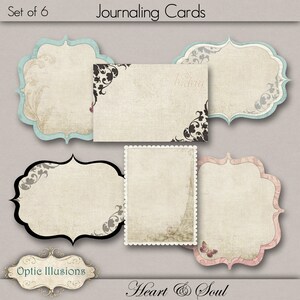 Heart & Soul - Journaling Cards - Clip Art - Set of 6 - Digital Scrapbooking  - INSTANT DOWNLOAD -2.50