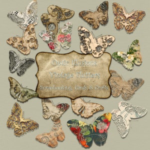 Borboletas de papel vintage - 20 elementos de scrapbooking digital, suprimentos para cartões e artesanato, uso comercial OK - DOWNLOAD INSTANTÂNEO -2,50