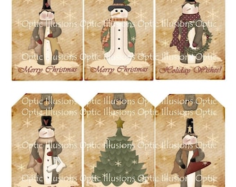 INSTANT DOWNLOAD - Christmas Gift Tags - Set of 6 - 2.5 x 4 inch. Extra sheet for the backside of your tags  2.50