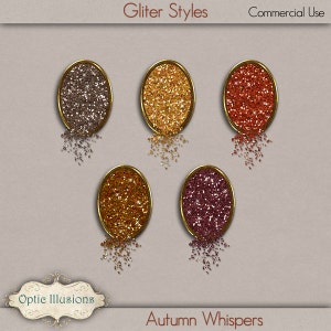 HERFST WHISPERS - Glitter Styles - Commercieel gebruik Ok - Set van 5 Glitter Styles - 1.75