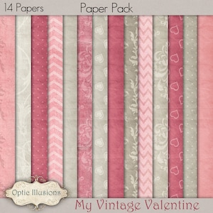 My Vintage Valentine - Digital Scrapbooking Paper Pack - 14 Bellissime Carte formato 12 x 12 - INSTANT DOWNLOAD -2.75