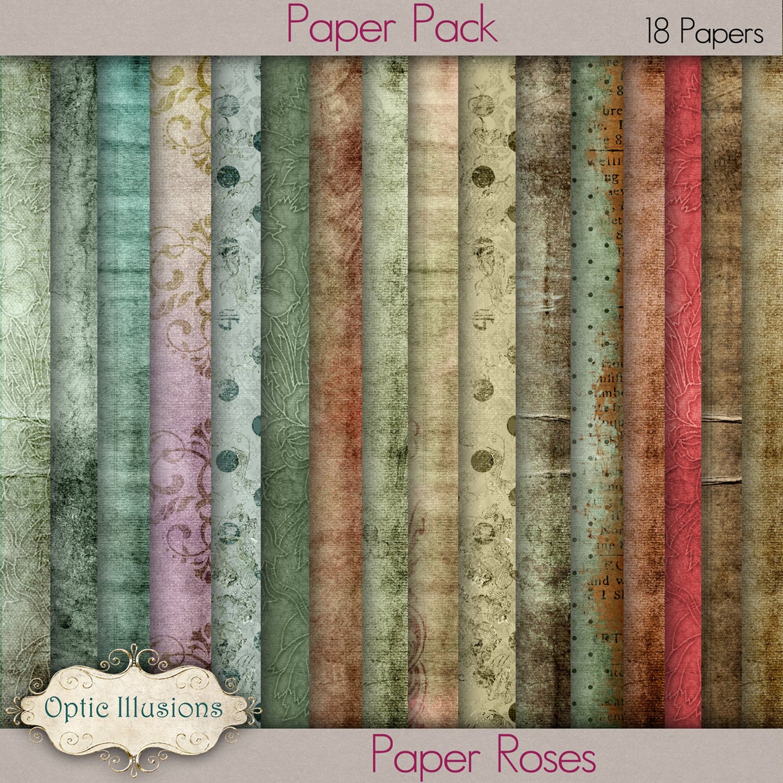 Paper Roses Digital Scrapbook Papers Craft Papers 18 | Etsy