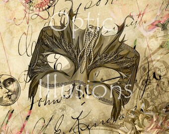 Victorian Style Masks - INSTANT DOWNLOAD - Digital Picture - 6x6 - 2 Pictures - Great for Scrapbooking, Card Supplies - 1.00