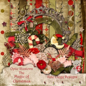 The Magic of Christmas - Digital Scrapbooking Kit - 13 Papers and over 80 Elements -4.75