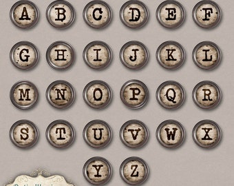 Old Typewriter Keys - Clip Art - Commercial Use - CU - Digital Scrapbooking Elements - Scrapbooking, Cards - INSTANT DOWNLOAD - 4.00