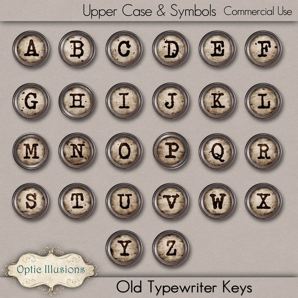 Old Typewriter Keys - Clip Art - Commercial Use - CU - Digital Scrapbooking Elements - Scrapbooking, Cards - INSTANT DOWNLOAD - 4.00