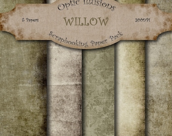 Willow - Digital Scrapbooking Papers - Paper Pack - 12 x 12 inch - INSTANT DOWNLOAD -2.50