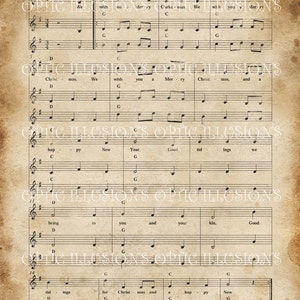 Vintage Christmas Carols - Style - Set di 2 - We Wish You a Merry Christmas and Santa Claus is Coming to Town - INSTANT DOWNLOAD -2.00
