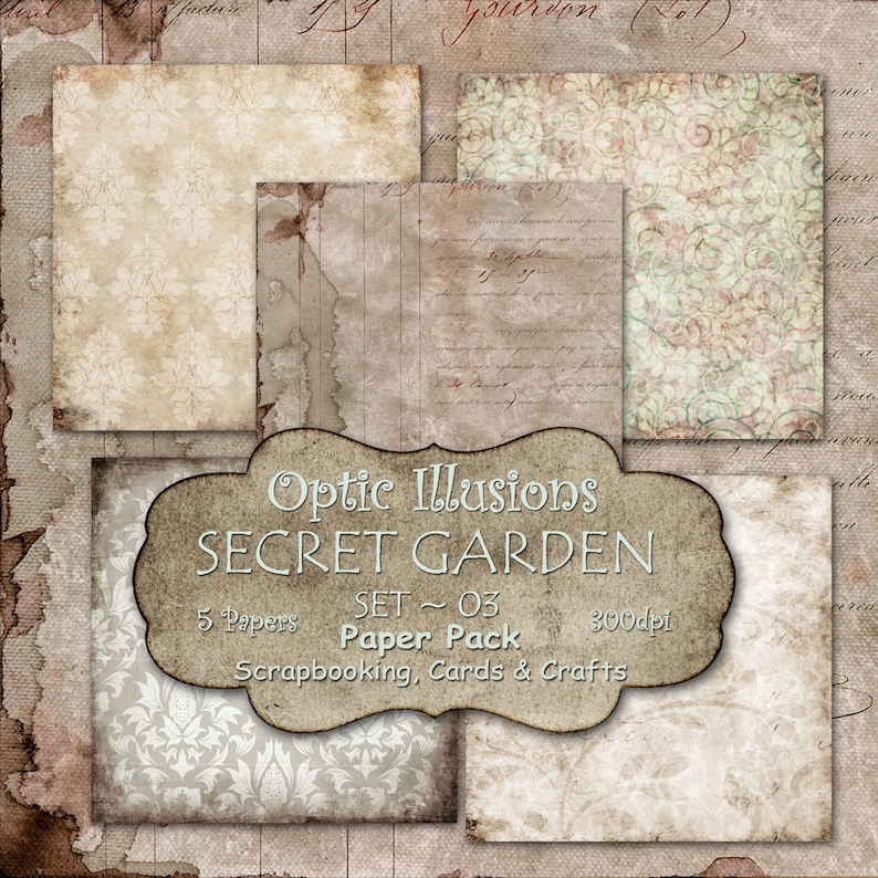 Secret Garden Set 03 Digital Scrapbooking Papers Paper Etsy