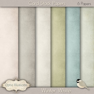 Papiers de stock de cartes blanches d’hiver - Papiers de scrapbooking numériques - Papiers de 6 cartes - 12 x 12 - TÉLÉCHARGEMENT INSTANTANÉ -1.50