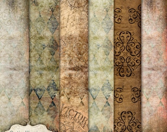 Harlequin Grunge - Digital Scrapbooking Paper -   8.5 X11 Size -  INSTANT DOWNLOAD -2.50