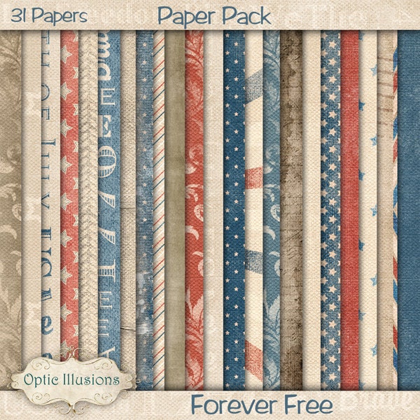 Forever Free - Digital Scrapbooking Paper - 31 Digital Papers - 12 x 12 Inches -  INSTANT DOWNLOAD - 3.25