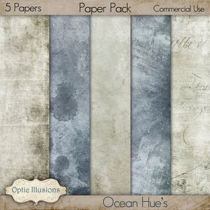 Ocean Hue's - Papéis para scrapbooking digital - 12 x 12 - Uso comercial OK - DOWNLOAD INSTANTÂNEO -2,50