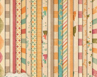 The Midway - Digital Scrapbooking Papers   -   23 Brightly Designed Papers - 12 x 12 Inches  -  INSTANT DOWNLOAD -3.25