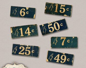 Vintage Grungy Sale Tags Vol 1 - Clip Art - 7 Vintage Sale Tags  - Commercial Use -  INSTANT DOWNLOAD -3.50