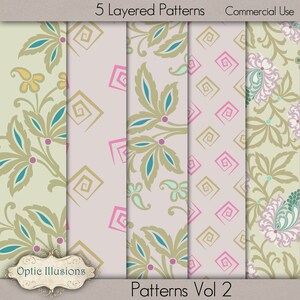 PATRONES EN CAPAS - Vol 2 - Superposiciones de Scrapbooking Digital - Patrones de 5 capas - 12 x 12 pulgadas -3.75