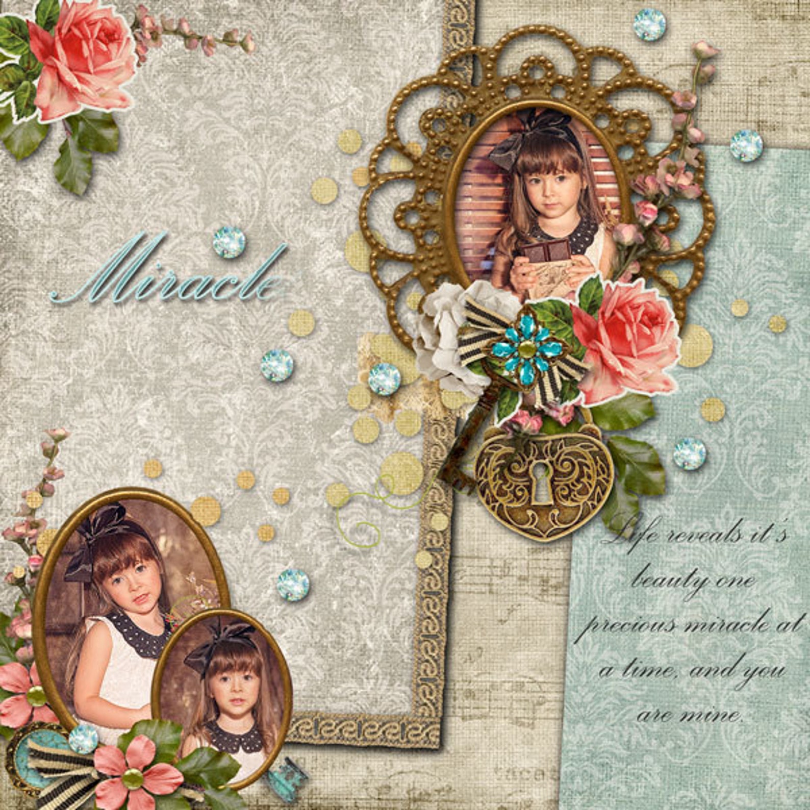 Vintage Charm Digital Scrapbooking Kit 14 Beautiful Papers Etsy