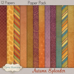 NEW Autumn Splendor Digital Scrapbooking Kit 12 Papers 50 Plus Elements 4.75 image 2