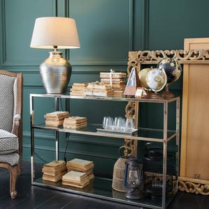 Madison Avenue 120 cm moderner Konsolentisch aus Stahl und Glas