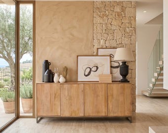 Buffet Skyline 180 cm à 4 portes en bois et fer