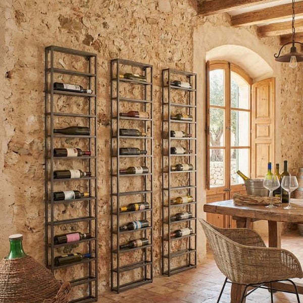 Estante de hierro para vinos de 38 cm