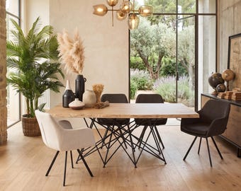 Tavolo in legno massello di rovere e ferro Oakwood 200 cm