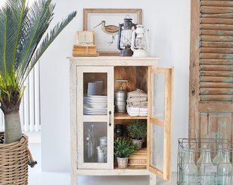 Pantelleria dressoir van hout en glas 70 cm