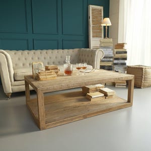 Rectangular coffee table with 1 shelf in Materia wood, 120 cm