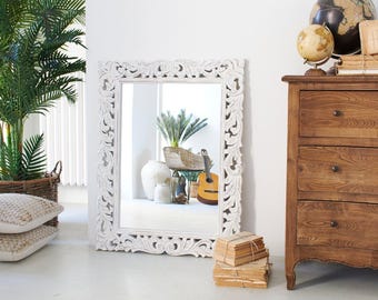 Espejo de pared de madera Mykonos 80 x 103 cm