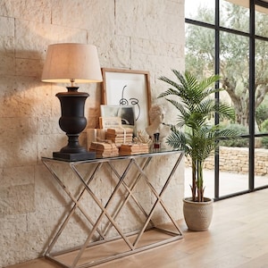 Vanderbilt Avenue 120 cm moderner Konsolentisch aus Stahl und Glas