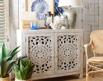 Jodhpur 110cm Carved Solid Mango Wood Sideboard