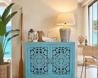 Madras 110 cm skänk i snidat massivt mangoträ