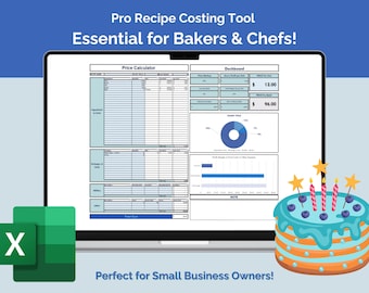 Calculadora de costos de recetas, plantilla de Excel para precios de ingredientes (descarga digital)