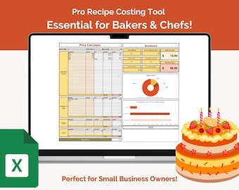 Calculadora de costes de recetas, plantilla de Google Drive para panaderos y chefs