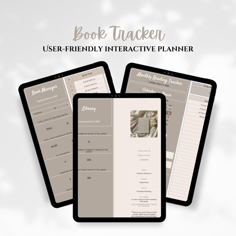 Digital Book Journal Google Sheets Template - Reading Planner (digital ...
