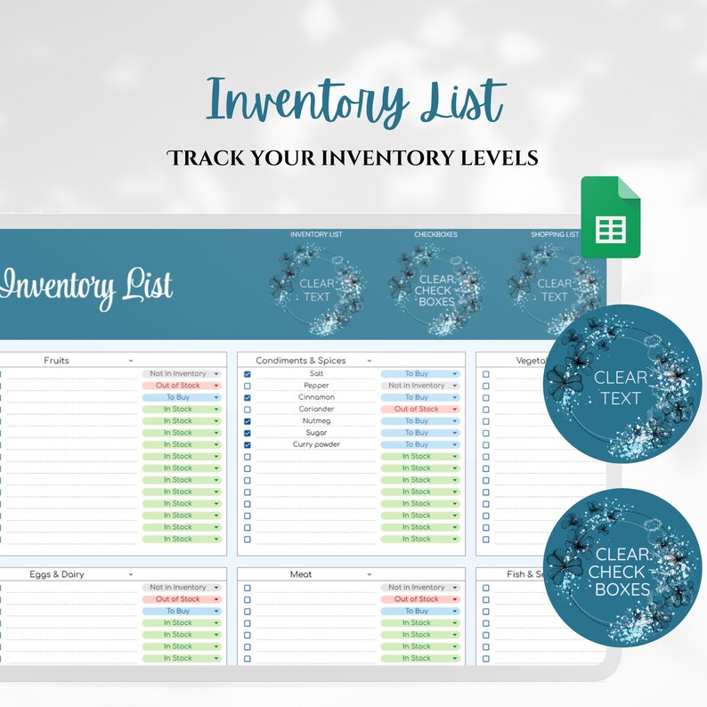 Digital Meal Planner: Google Sheets, Recipe Book, Grocery List (PDF) - Etsy