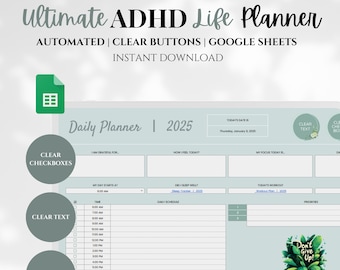 2026 Life Planner Google Sheets Tracker To do List Checklist Spreadsheet ADHD Digital Daily Weekly Planner Annual Budget Eisenhower Matrix