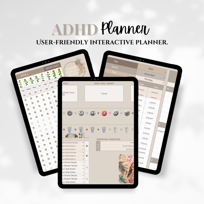 2026 ADHD Adult Daily Weekly Digital Planner ADHD Goal Setting ...