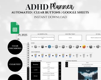 2026 ADHD Erwachsene Tageszeitung Digitaler Planer ADHS Ziele Setting Organizer Workbook Arbeitsblätter Arbeitsplaner Zeitmanagement Journal Ressourcen