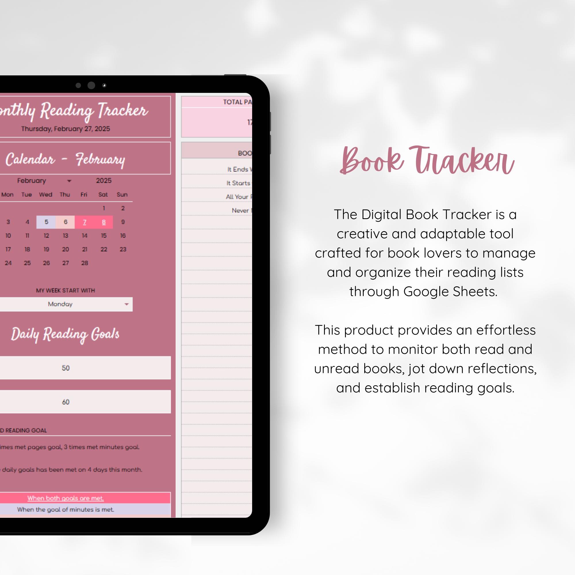 Digital Book Journal: Reading Log, Book Tracker (google Sheets Template ...