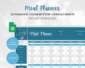 Digital Meal Planner: Google Sheets, Recipe Book, Grocery List (PDF)