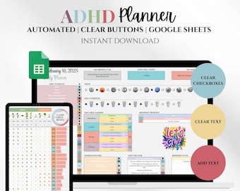 2026 ADHD Adult Daily Weekly Digital Planner Goal Setting Organizer Workbook Worksheets Work Planner Time Management ADHD Journal Resources