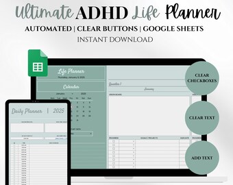 2026 ADHD Digital Life Planer Google Sheets: Tagesplan, Wochenübersicht, Budget (digitaler Download)