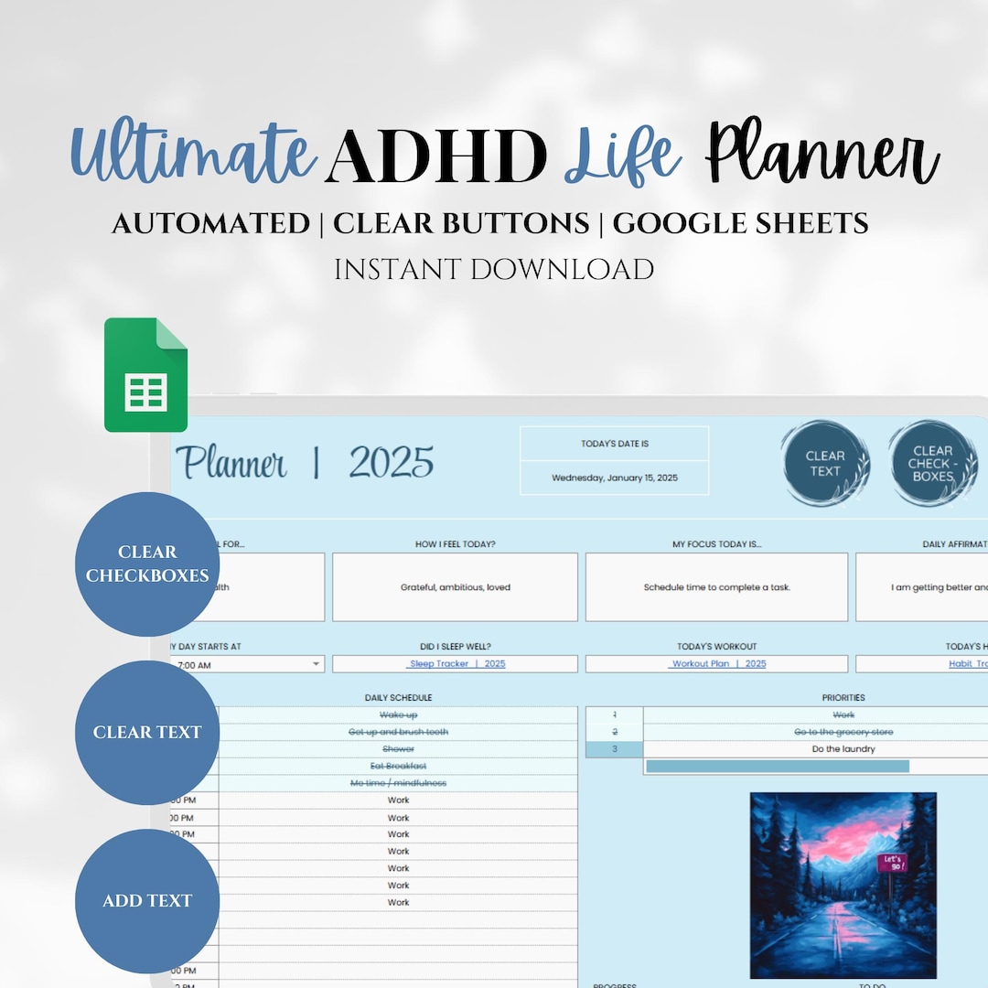 2026 ADHD Adult Life Planner Daily Weekly Digital Planner ADHD Goal ...