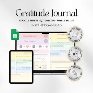 2026 Google Spreadsheets Dankbaarheidsdagboek, dagelijkse bevestigingen (digitale download)